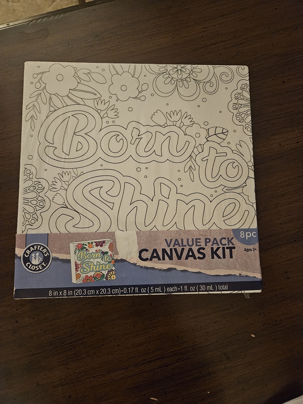 Crafters Closet "Born to Shine" Canvas Kit - White Line Art
